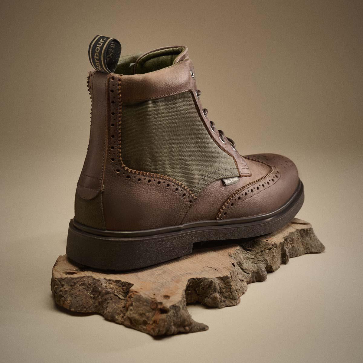 BROWN Barbour Mens Barmoor Brogue Boot LS