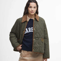 Green Barbour Womens Emilia Quilt Jacket Model Front