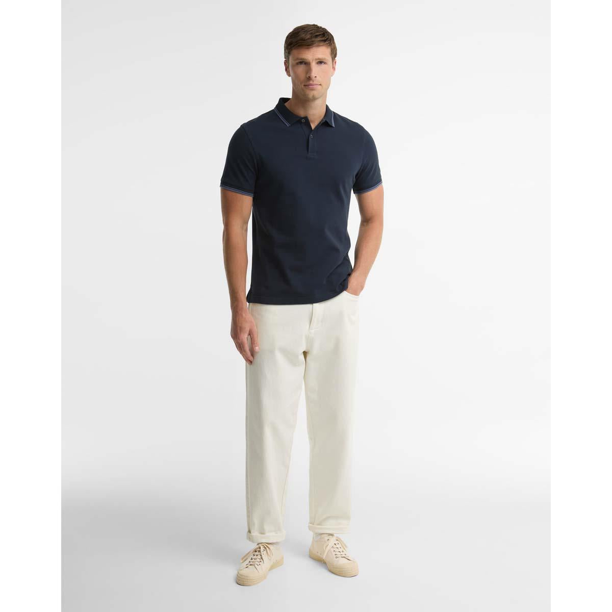 OLIVE Barbour Mens Lunan Tartan Trimmed Tailored Polo Shirt ON MODEL