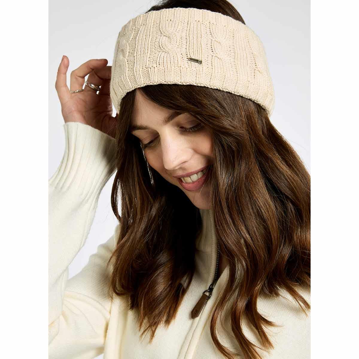 Chalk Dubarry Womens Gleeson Cable Knit Headband On Model