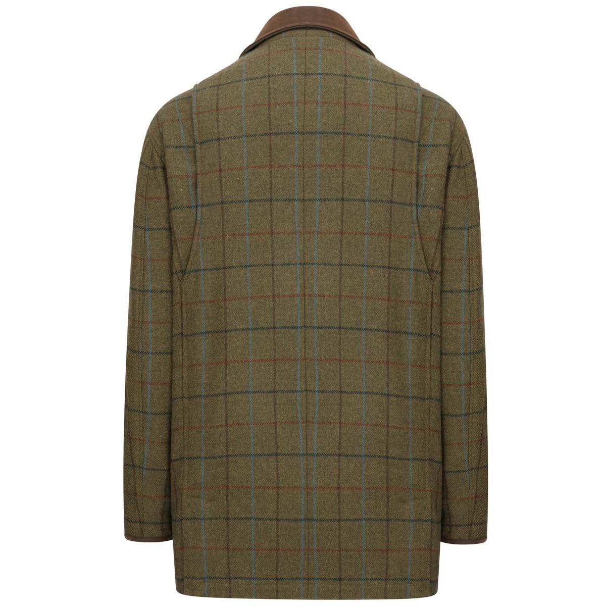 Green/Blue Hoggs Of Fife Mens Kingussie Tweed Field Coat Back