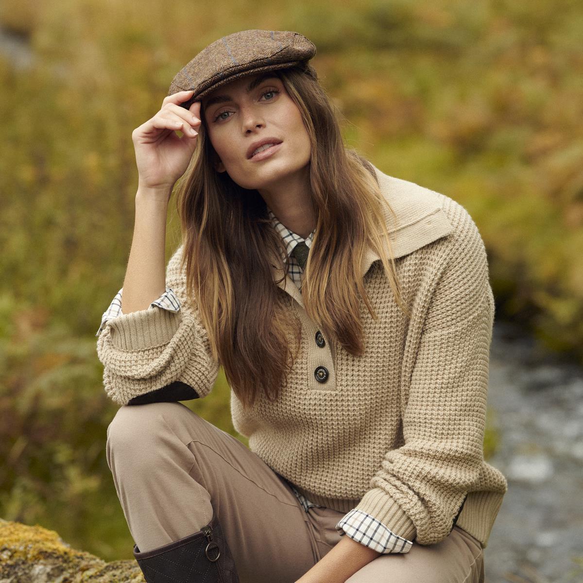 Oatmeal Multi Check Barbour Woodside Shirt Model Lifestyle