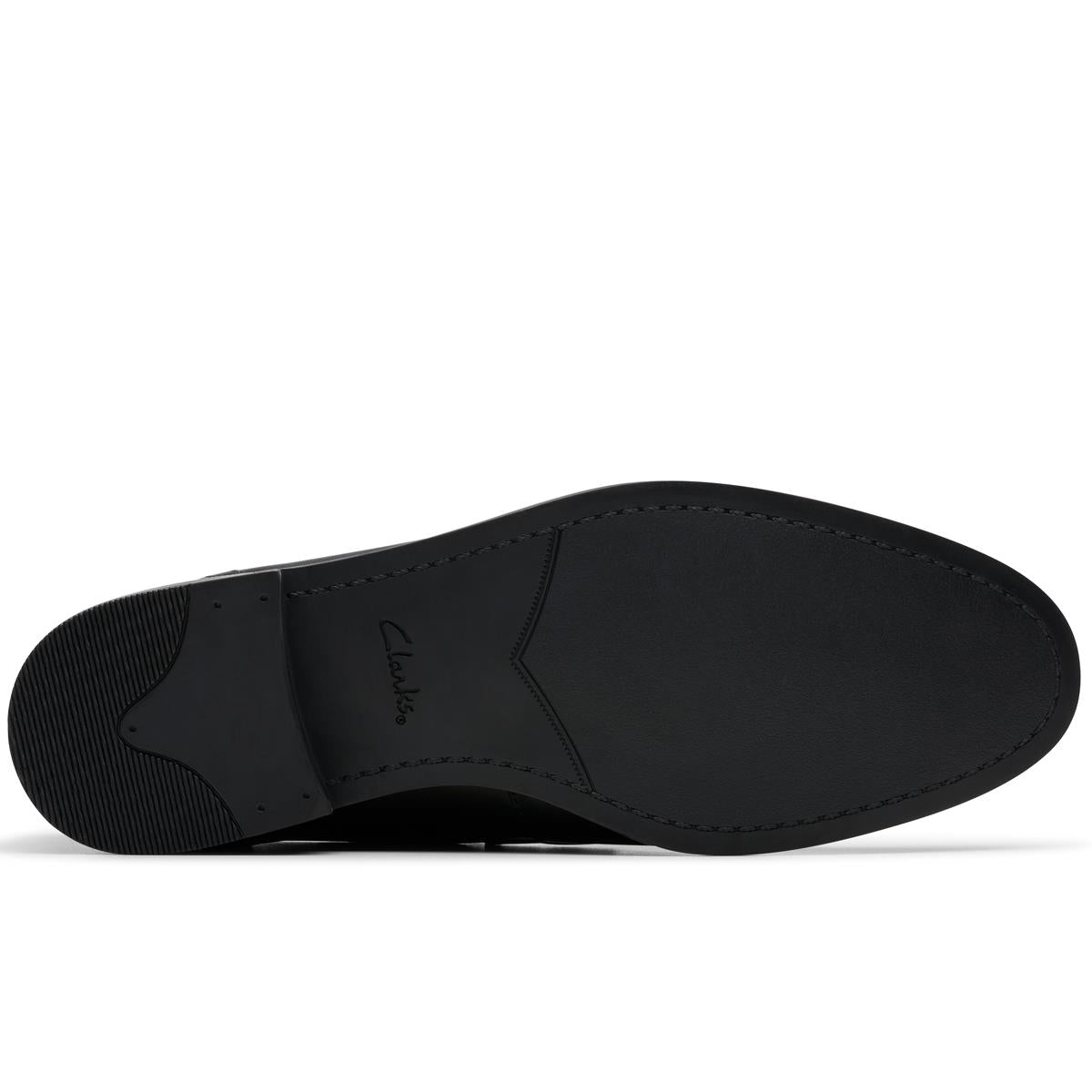 Black Leather Clarks Mens Brandon Step Shoe Sole
