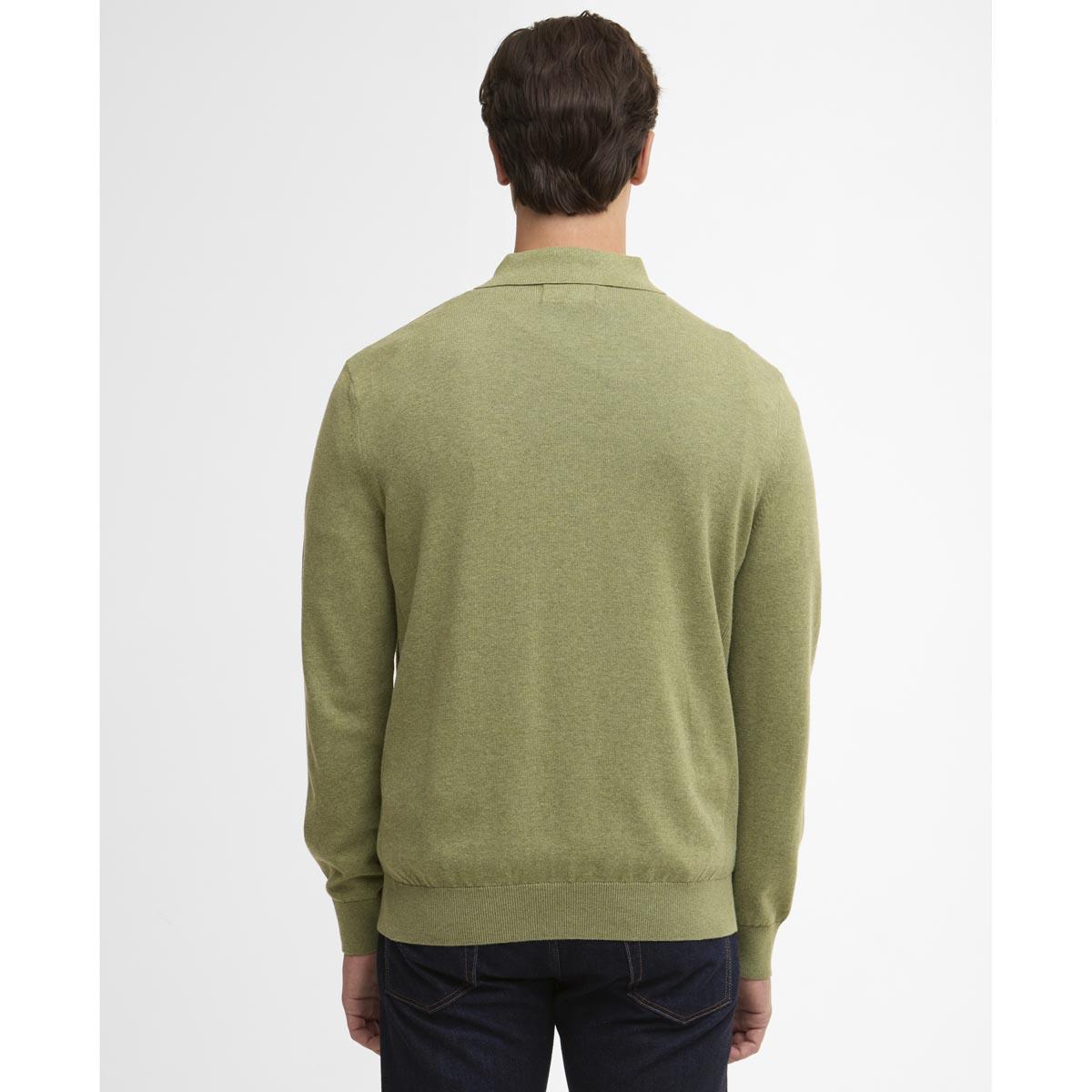 Laurel Green Barbour Mens Pima Cotton Knitted Polo Shirt Back