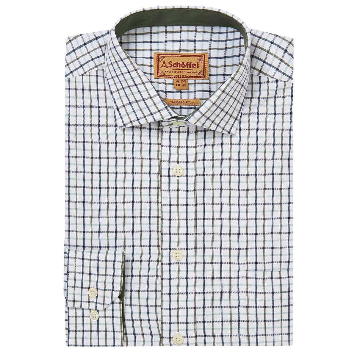 Blueberry/Dark Khaki GReen Schoffel Mens Milton Tailored Shirt