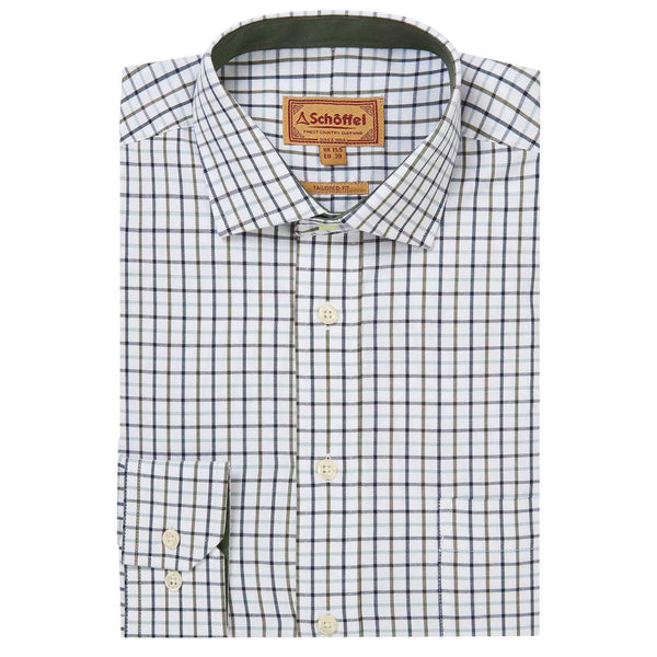Blueberry/Dark Khaki GReen Schoffel Mens Milton Tailored Shirt