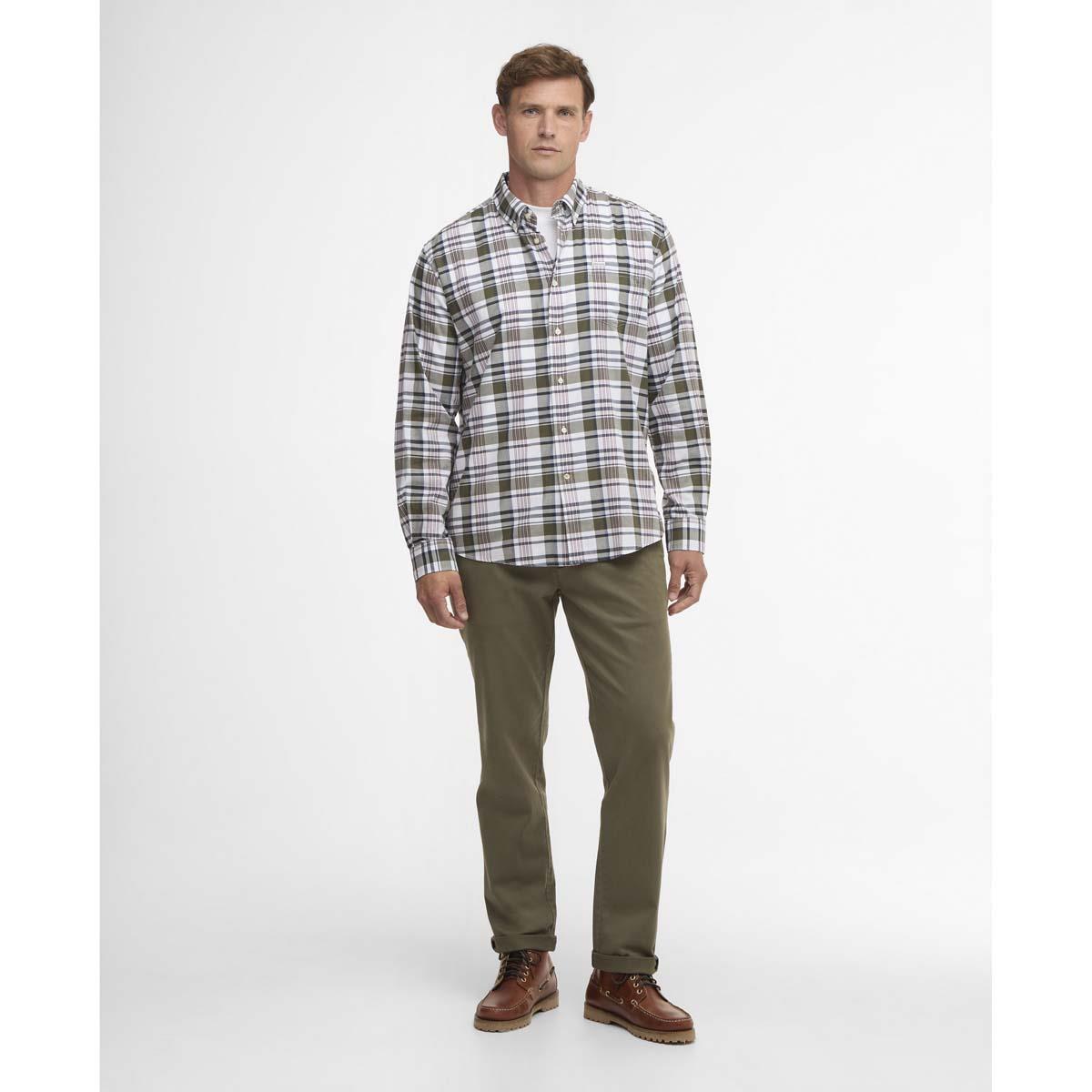 Olive Barbour Mens Hunwick Regular Shirt model