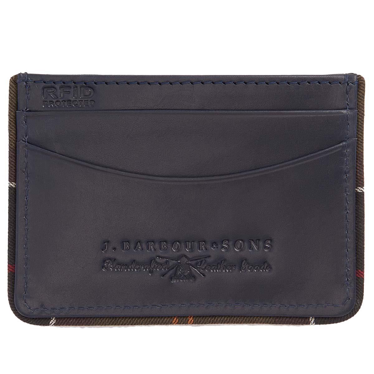 Navy/Classic Barbour Mens Chatton Leather Card Holder Back