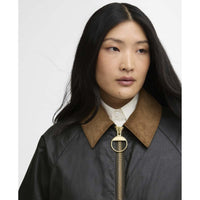 Fern/Ancient Barbour Womens Marron Wax Jacket Collar