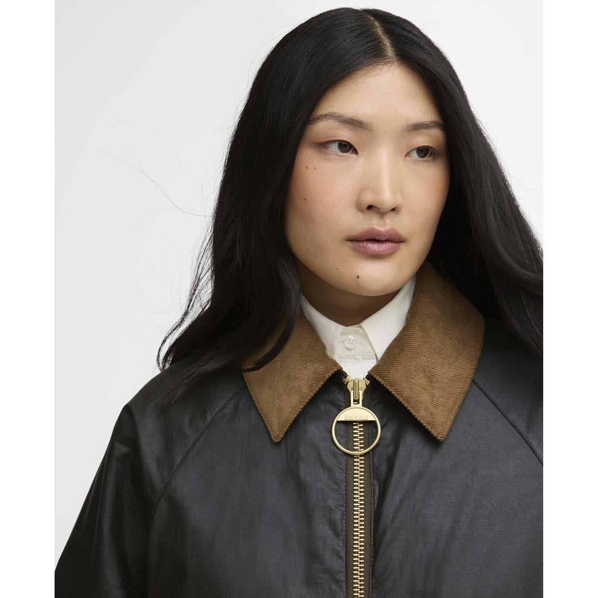 Fern/Ancient Barbour Womens Marron Wax Jacket Collar