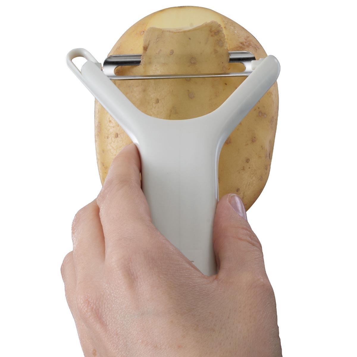 Stone/Green Joseph Joseph Nest Peel Set of 2 Peelers Large In Use