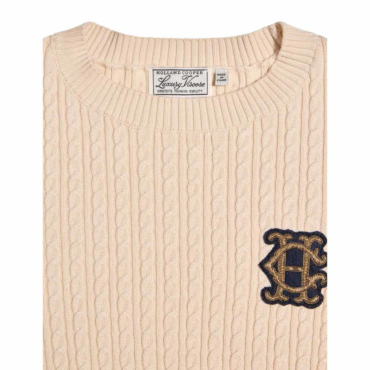 Almond Holland Cooper Womens Princeton Crew Neck Knit Jumper Detail