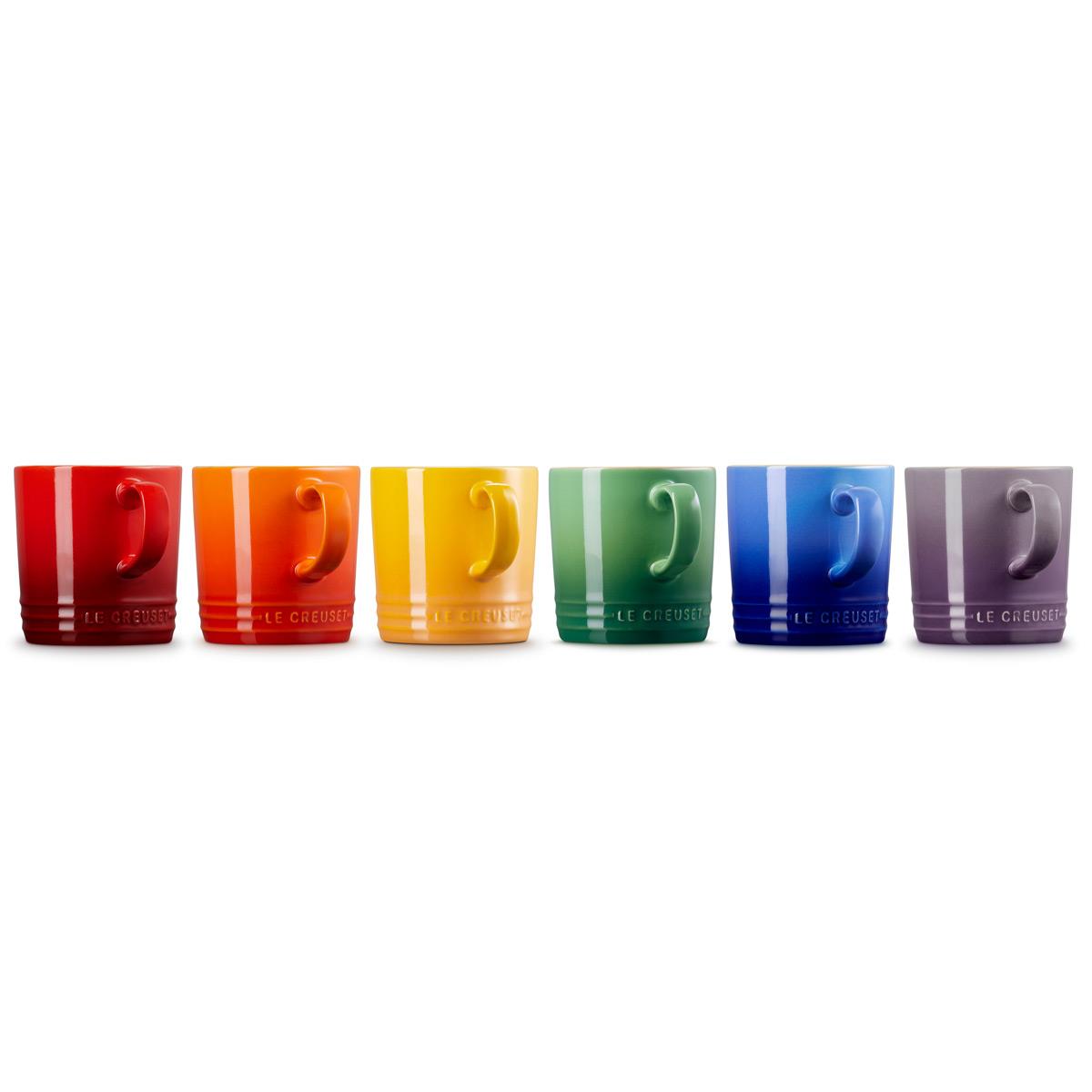 Le Creuset Stoneware Set of 6 Rainbow Mugs Side View