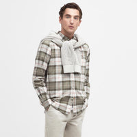 Glenmore Olive Tartan Barbour Mens Lewis Tailored Shirt On Model