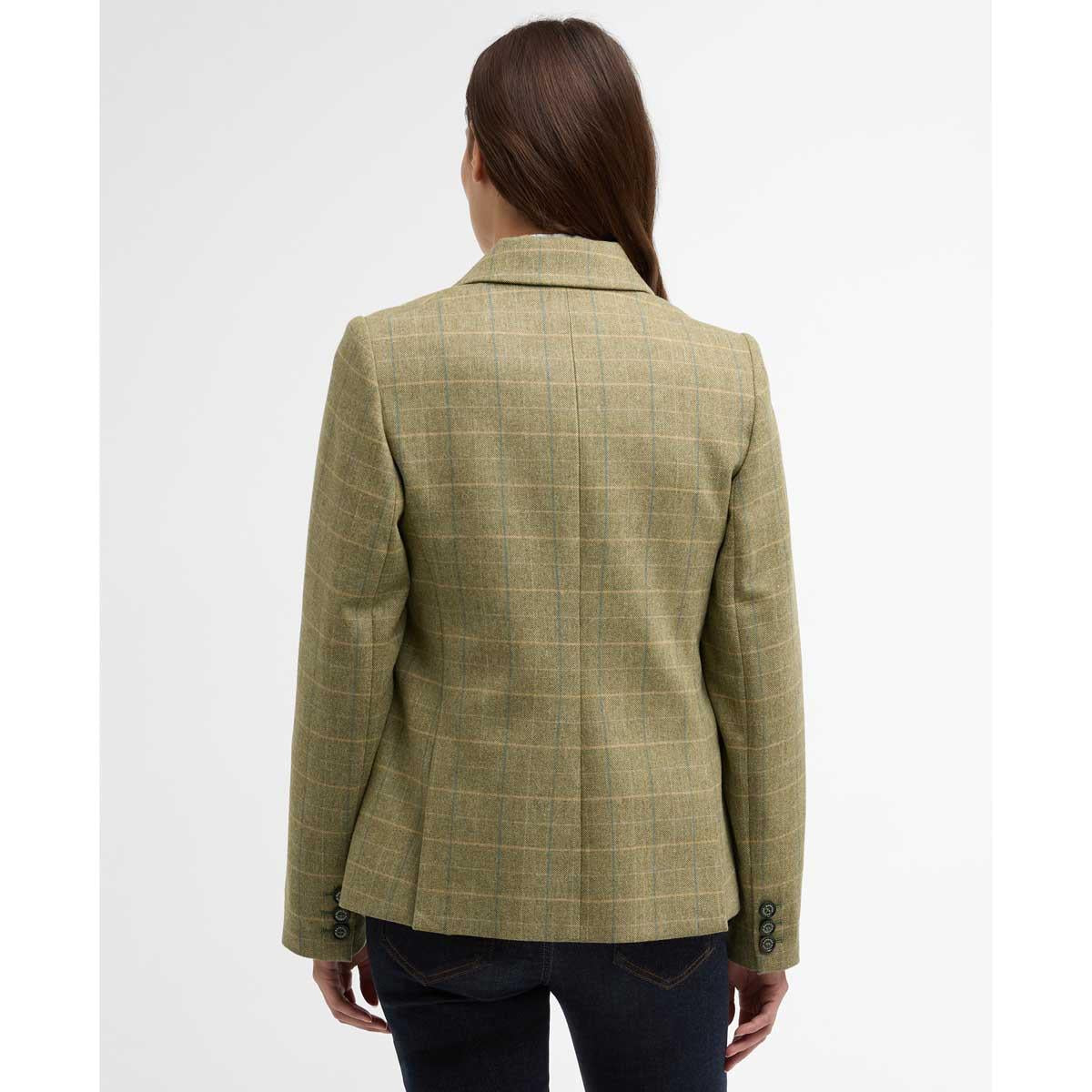 Light Olive Check Barbour Womens Lupin Tailored Jacket Back