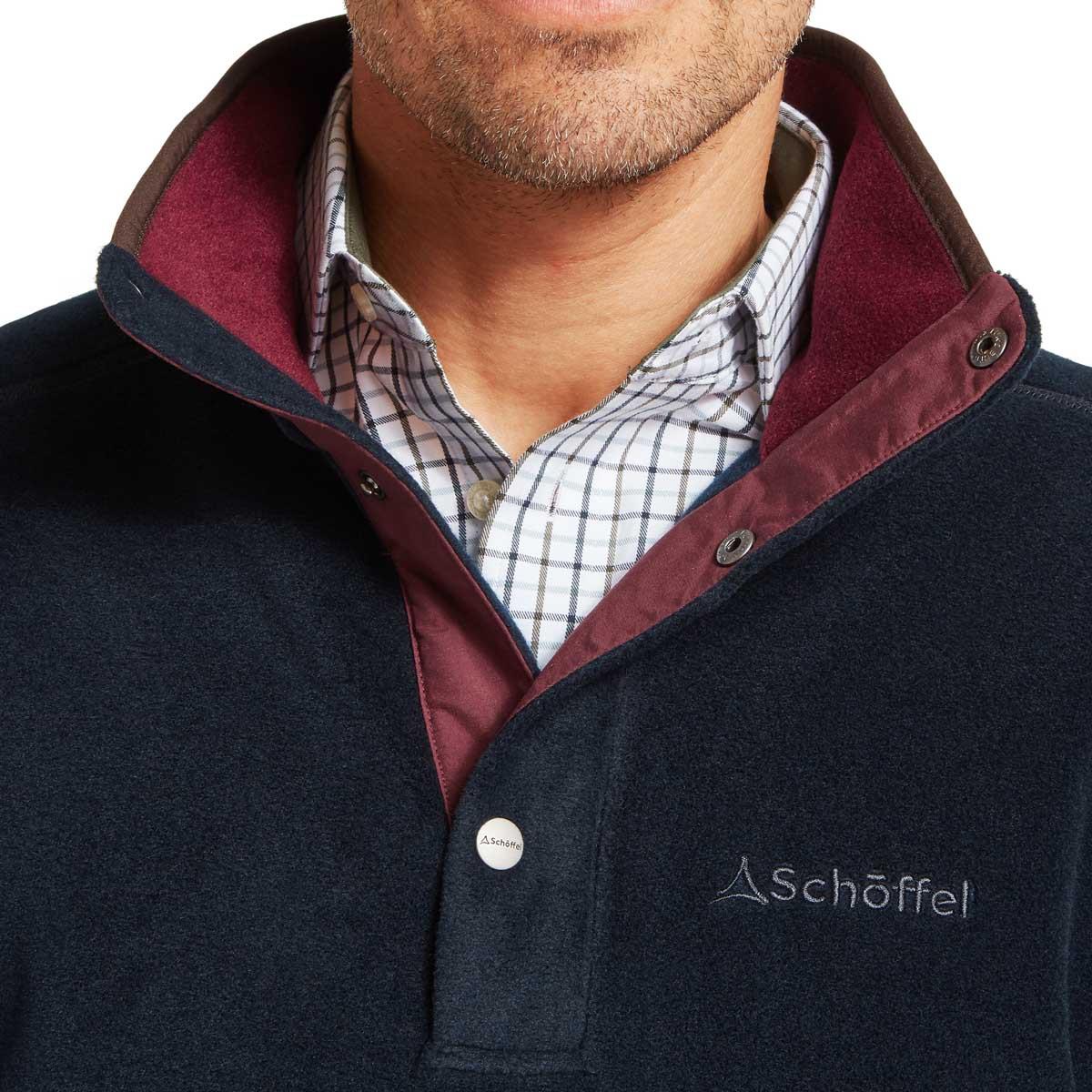 Navy Schoffel Mens Norton Fleece Collar Detail