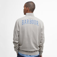 Vintage Khaki Barbour Mens Skipton Relaxed Fit Half Zip Sweatshirt Model Back