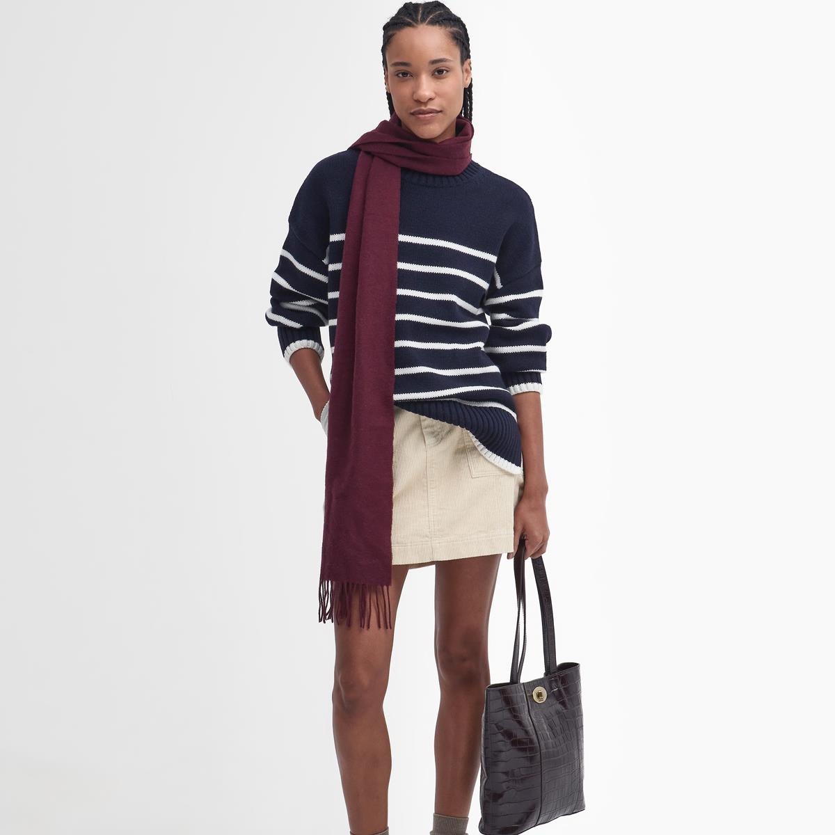 Navy Barbour Womens Belmore Knitted Jumper On Model