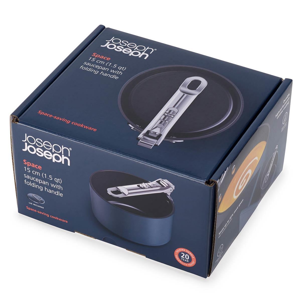 Joseph Joseph Space Folding Handle Ceramic Non-stick Saucepan With Lid Boxed
