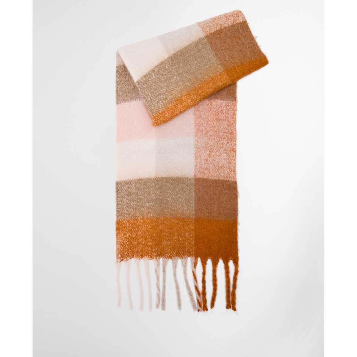 Mustard Check Barbour Womens Marie Scarf folded