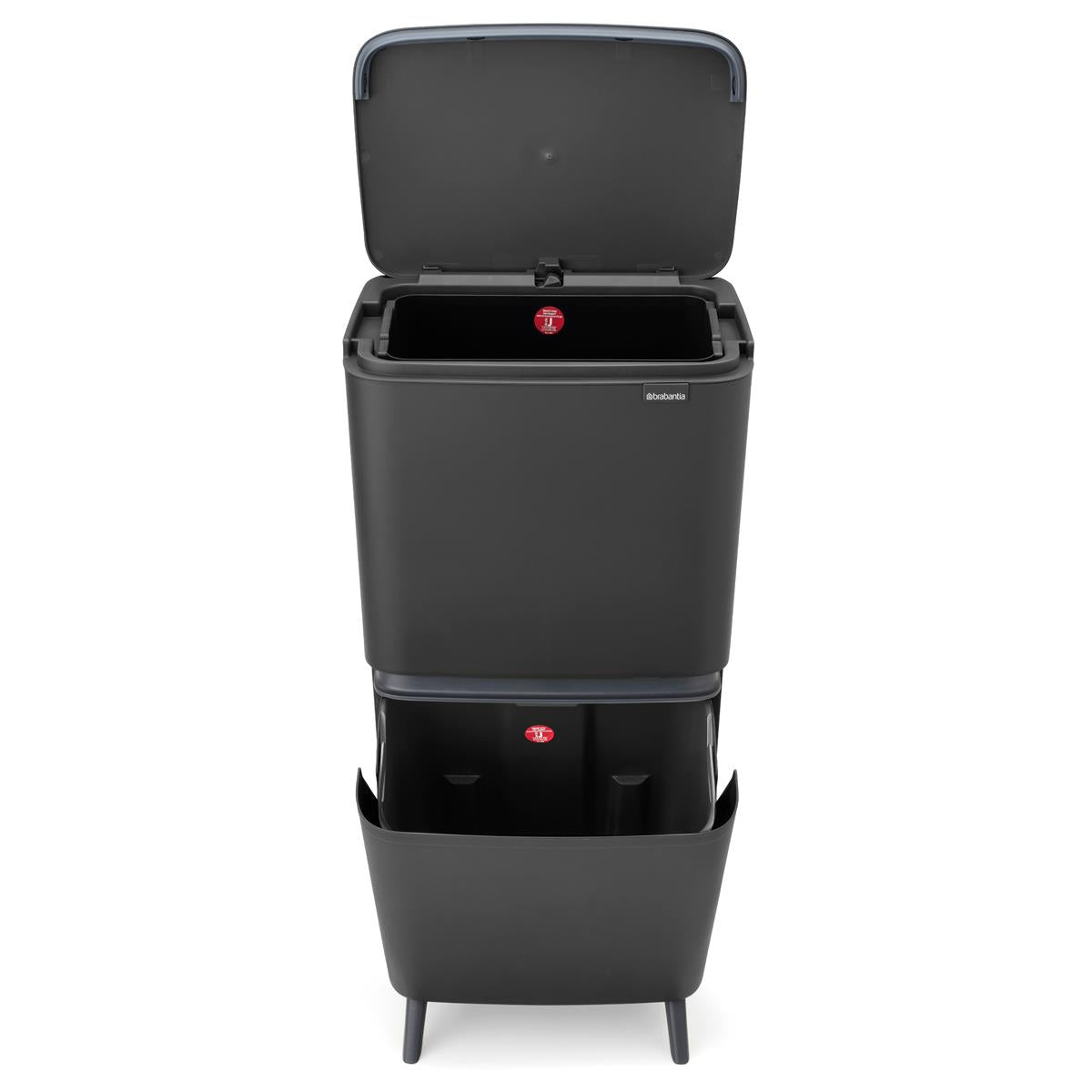 Dark Grey Brabantia Sortup Recycle Bin Hi 20+25 Litre Open
