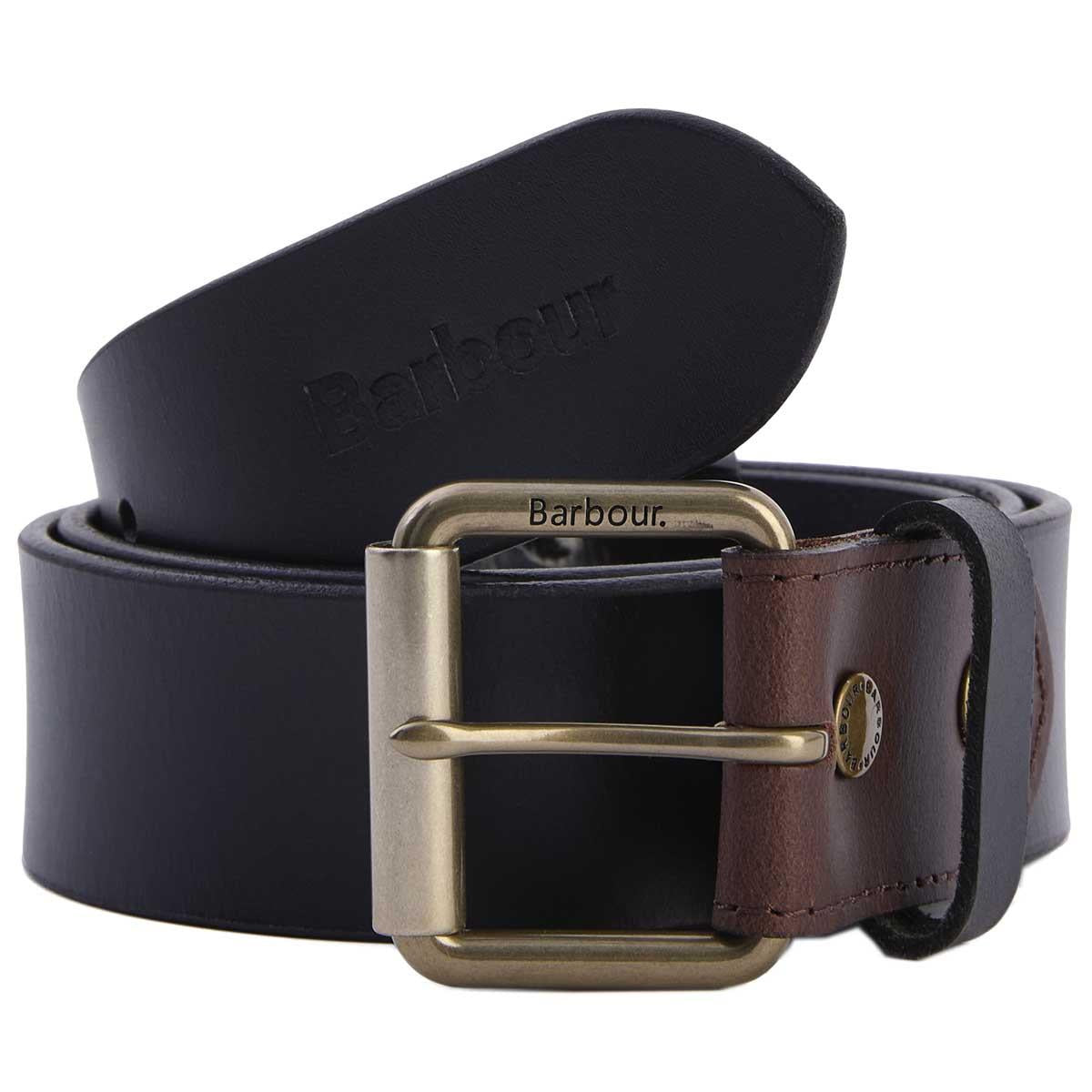 Black/Brown Barbour Mens Contrast Leather Belt