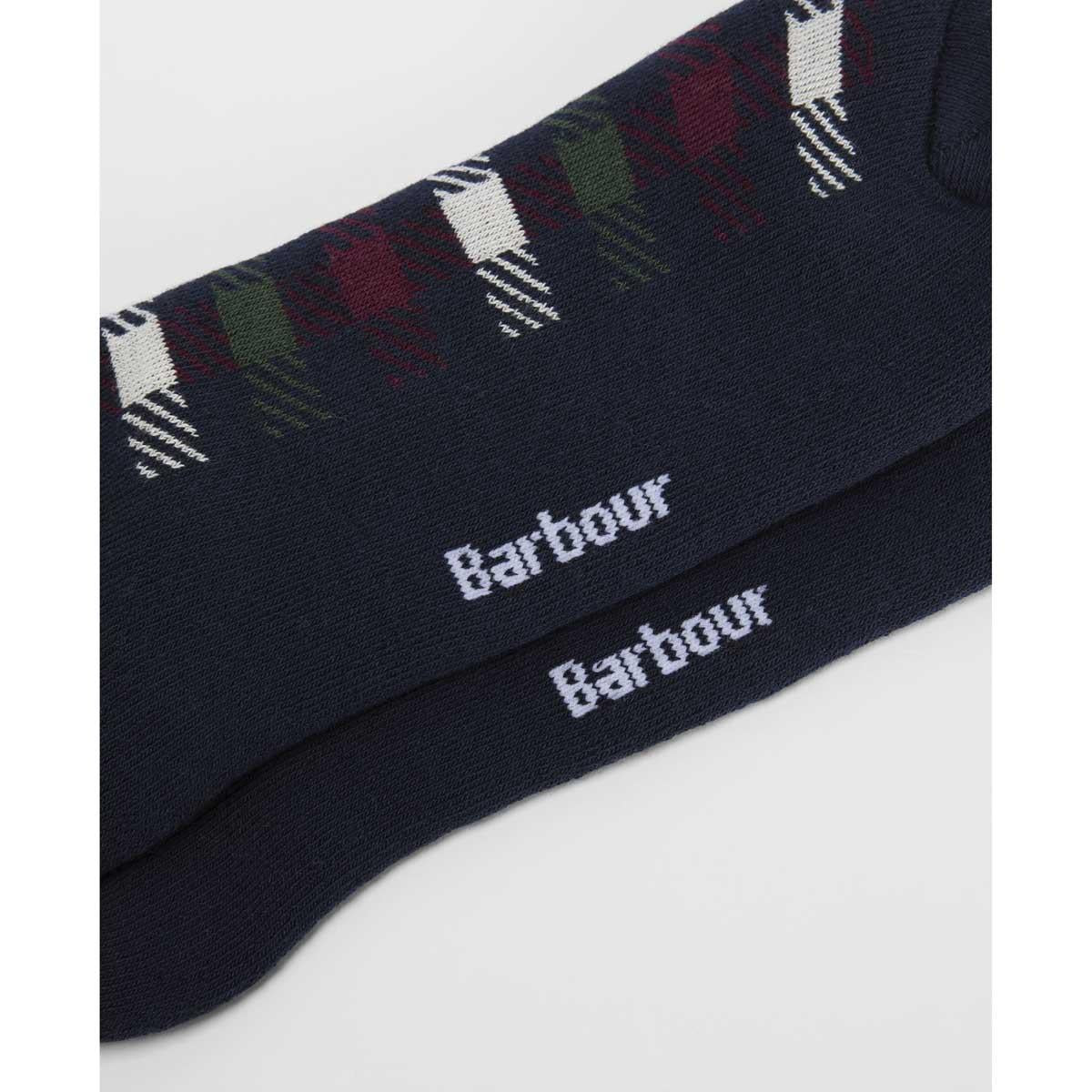 Navy/Red Green Mix Barbour Mens Barney Boot Sock logo