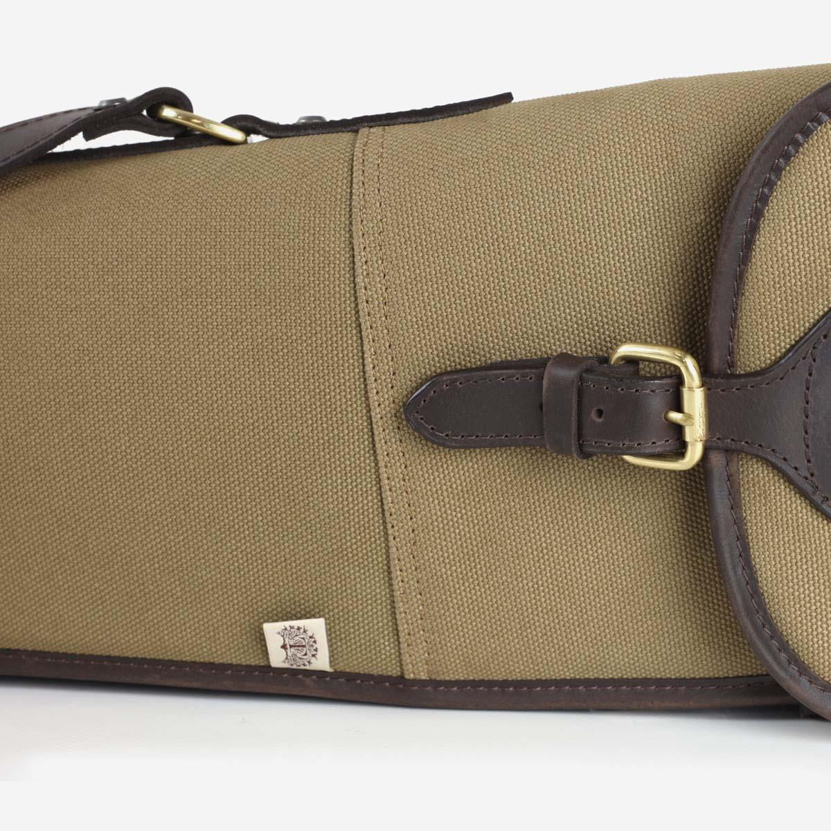 Teales Huntsman Oiled Leather & Khaki Canvas Gun Slip Buckle Flap