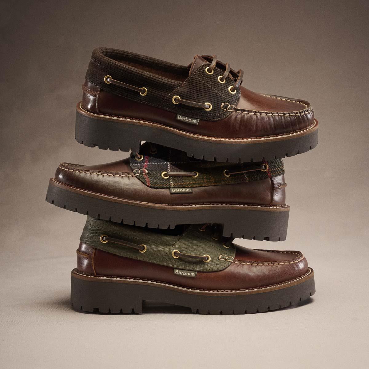 Dark Brown/Brown Cord Barbour Womens Darras Boat Shoe