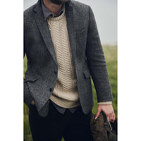 Grey Barbour Mens Firth Moons Herringbone Blazer lifestye3