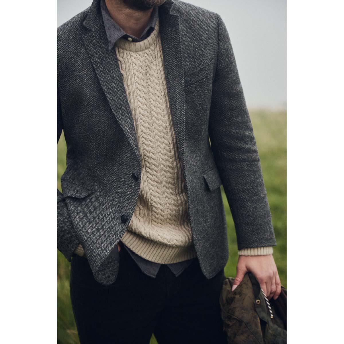 Grey Barbour Mens Firth Moons Herringbone Blazer lifestye3