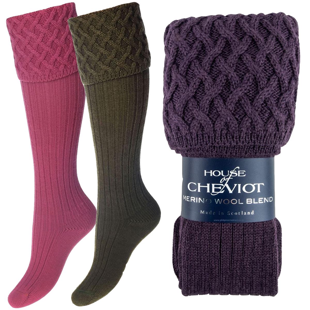 House Of Cheviot Womens Rannoch Cross Stitch Pattern Top Sock