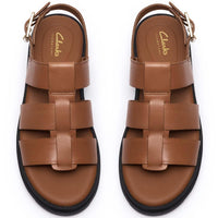 Tan Leather Clarks Womens Orinoco3 Strap Sandals Top