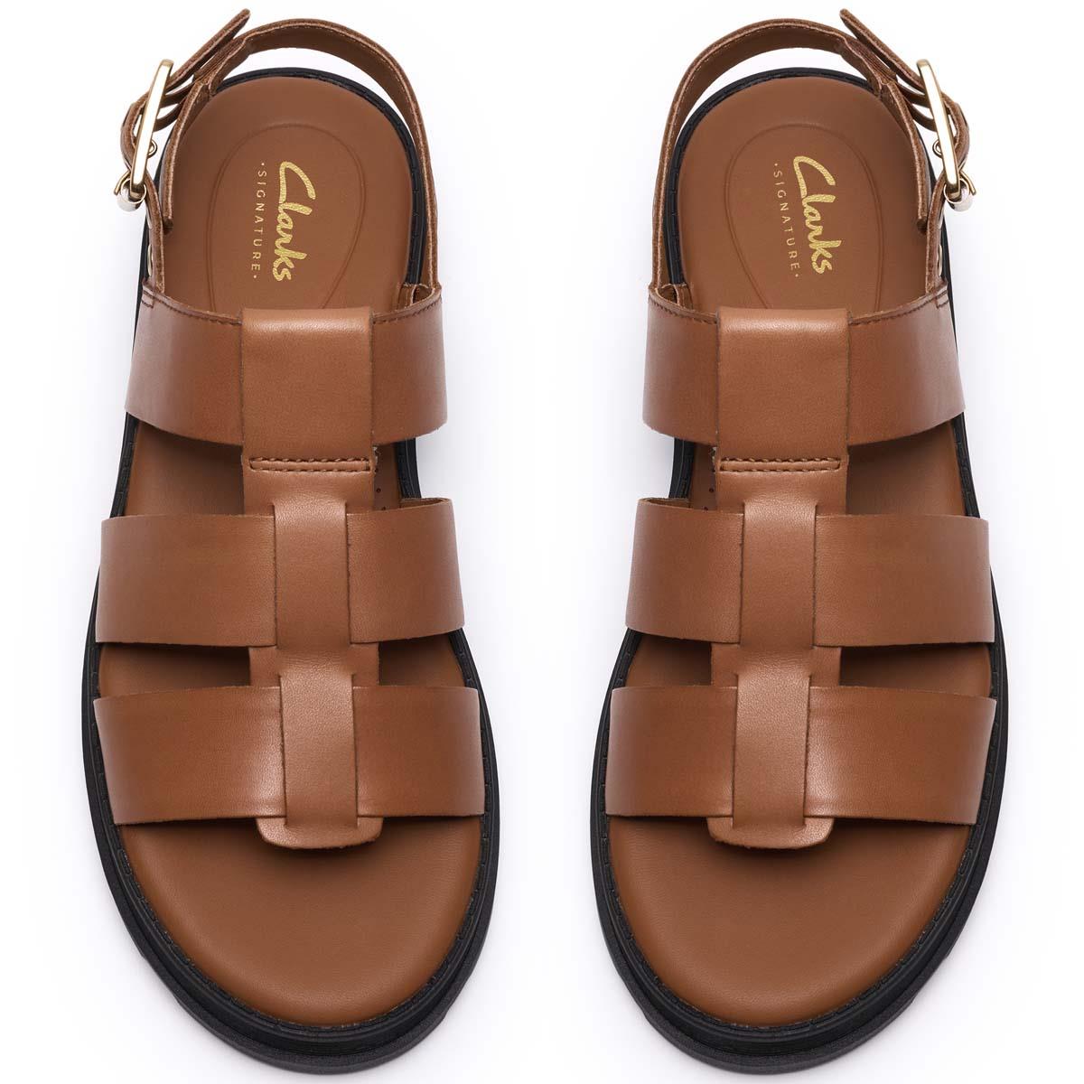 Tan Leather Clarks Womens Orinoco3 Strap Sandals Top
