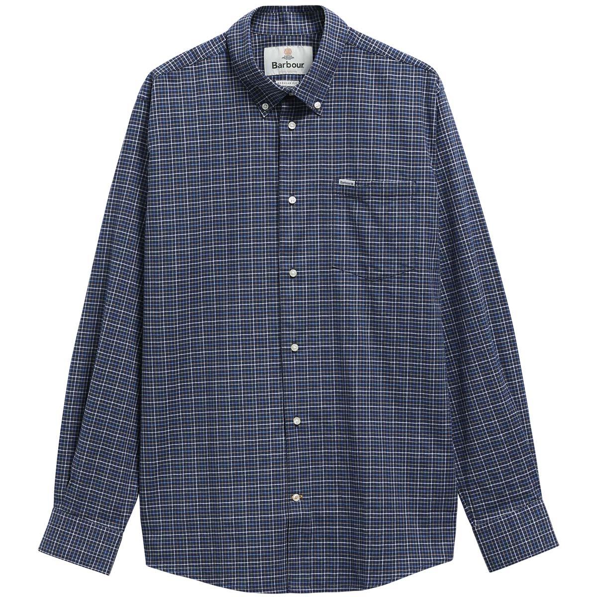 Navy Barbour Mens Alderwood Regular Fit Tattersall Shirt