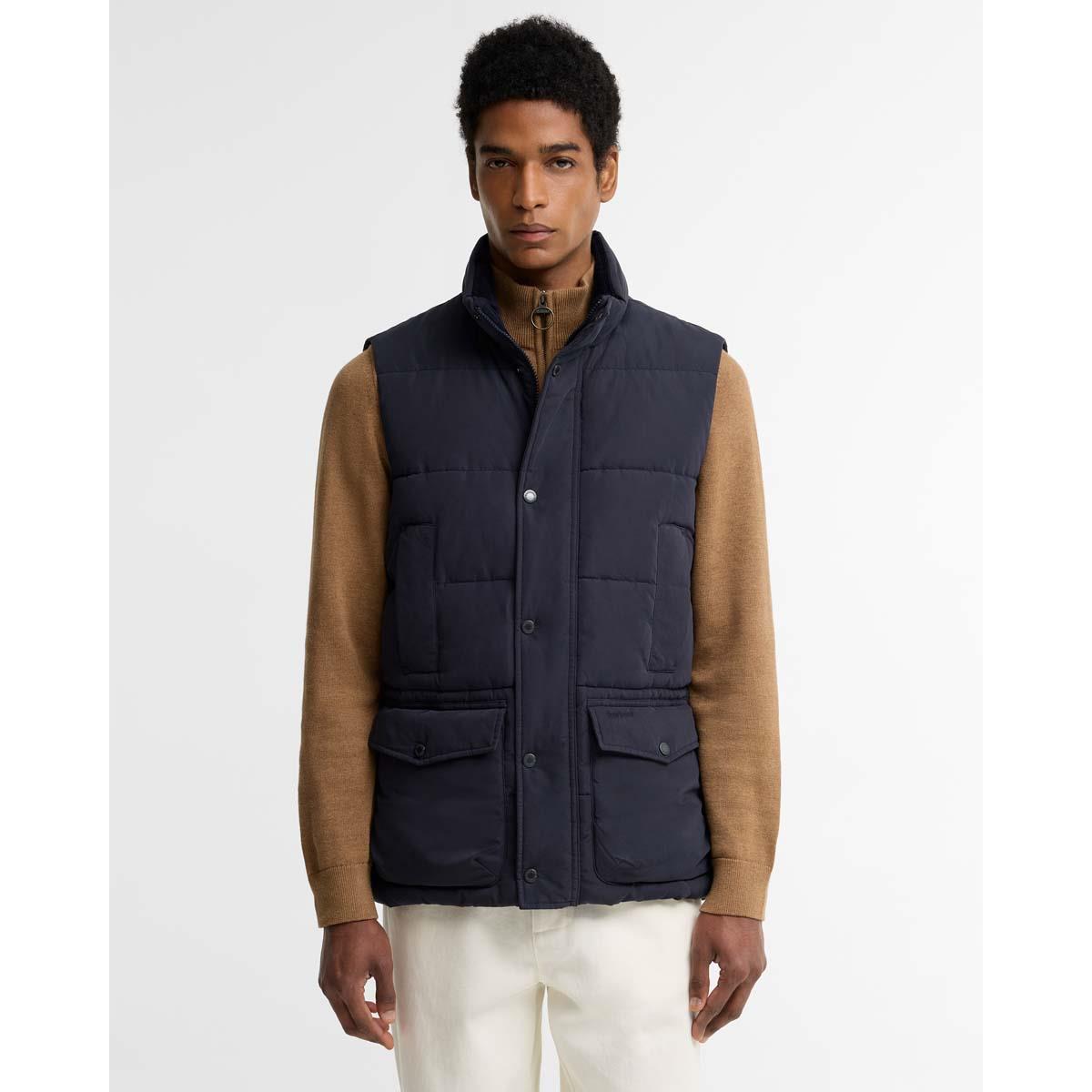 DARK NAVY Barbour Mens Lonnen Gilet FRONT