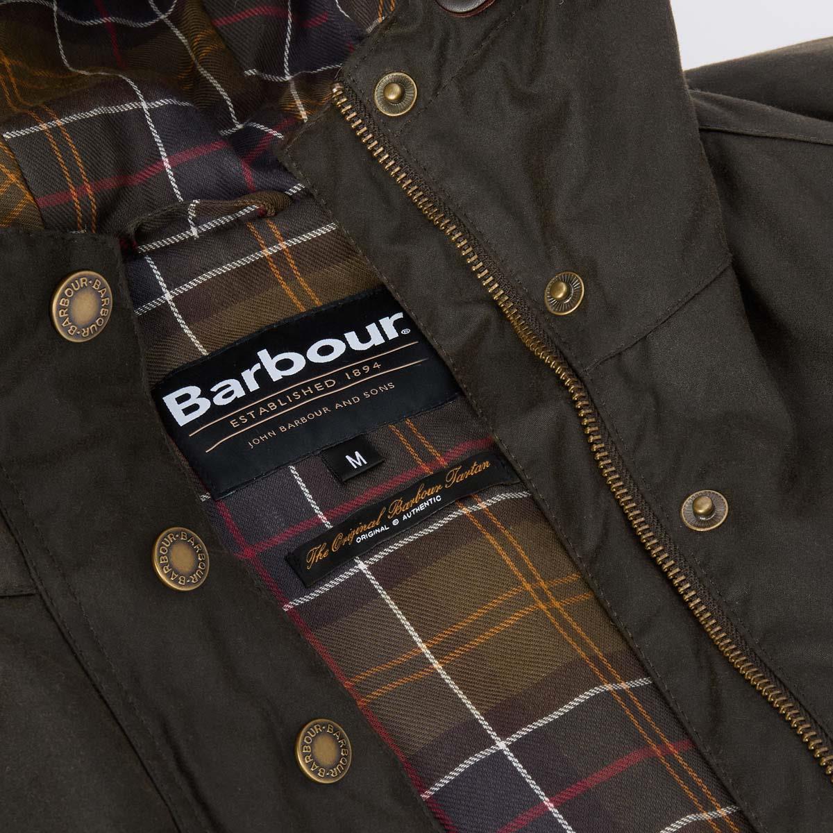 Olive Barbour Mens Bedale Wax Parka Lining