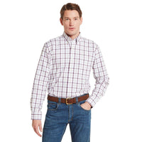Beetroot Check Schoffel Mens Brancaster Shirt On Model