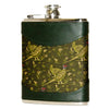 Green Bisley 6oz Pheasant Fabric & Leather Hip Flask