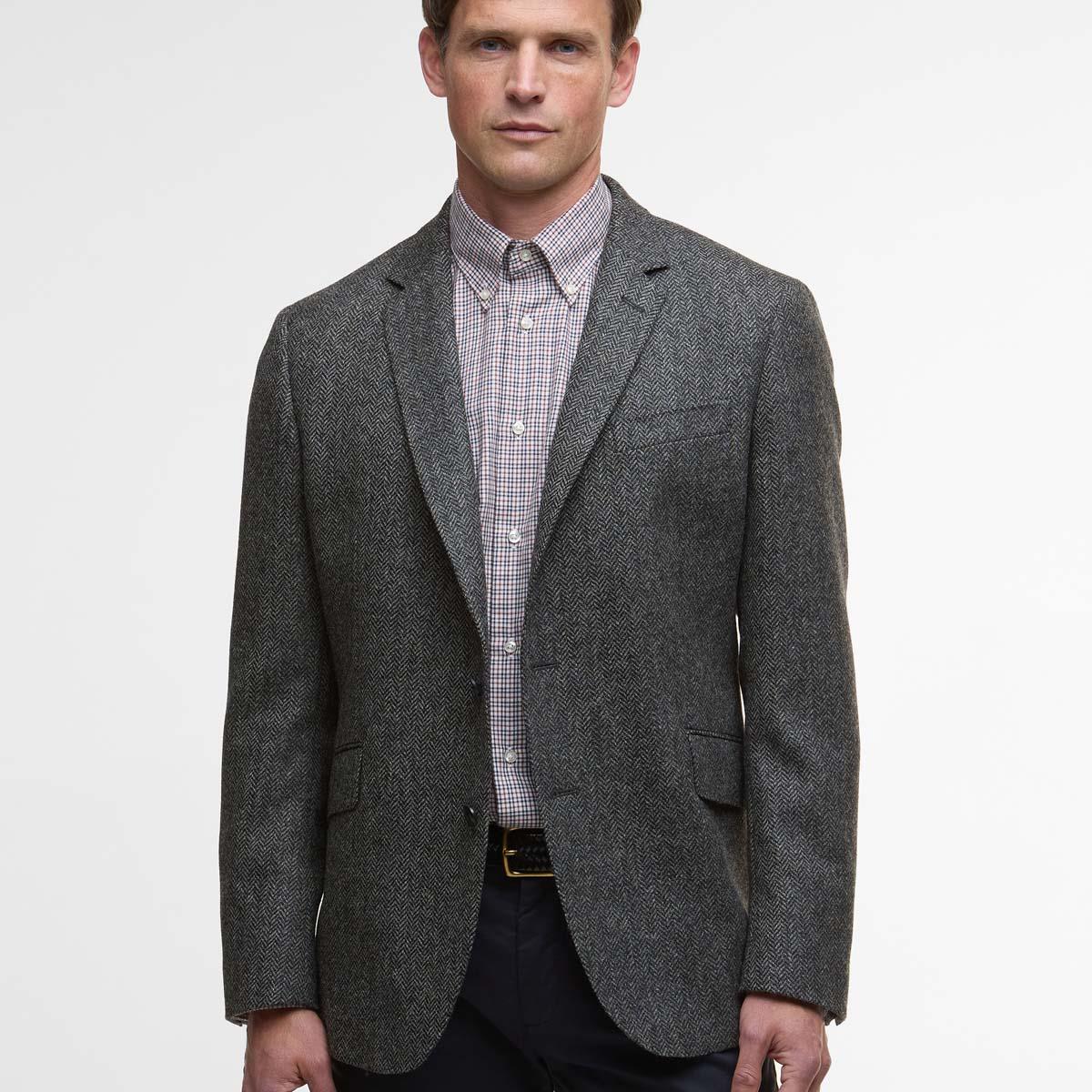 Grey Barbour Mens Firth Moons Herringbone Blazer detail