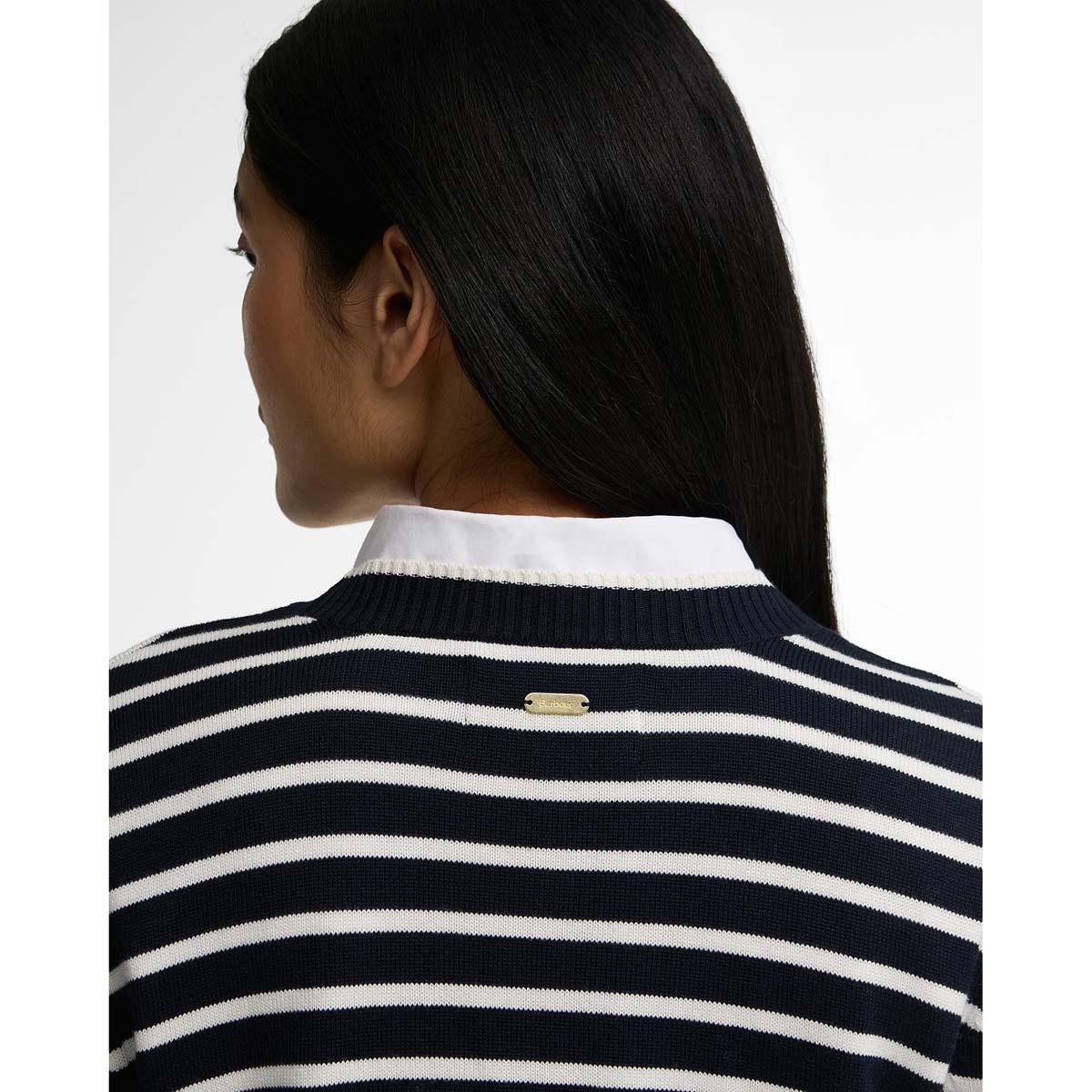 Dark Navy Stripe Barbour Womens Emmy Knitted Jumper BACK