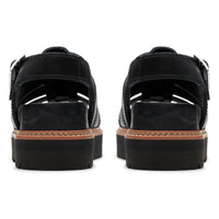 Black Leather Clarks Womens Orianna Twist Sandal Back