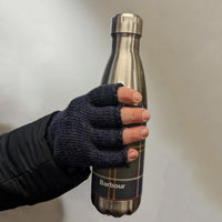 Navy Barbour Mens Knitted Lambswool Fingerless Gloves Lifestyle