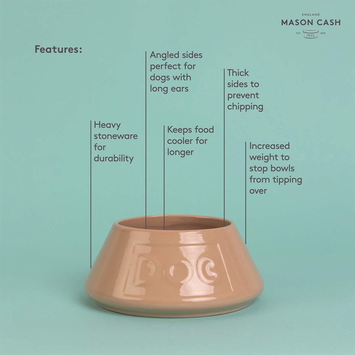 Mason Cash Cane Non Tip Lettered Dog Bowl 21cm INFO2