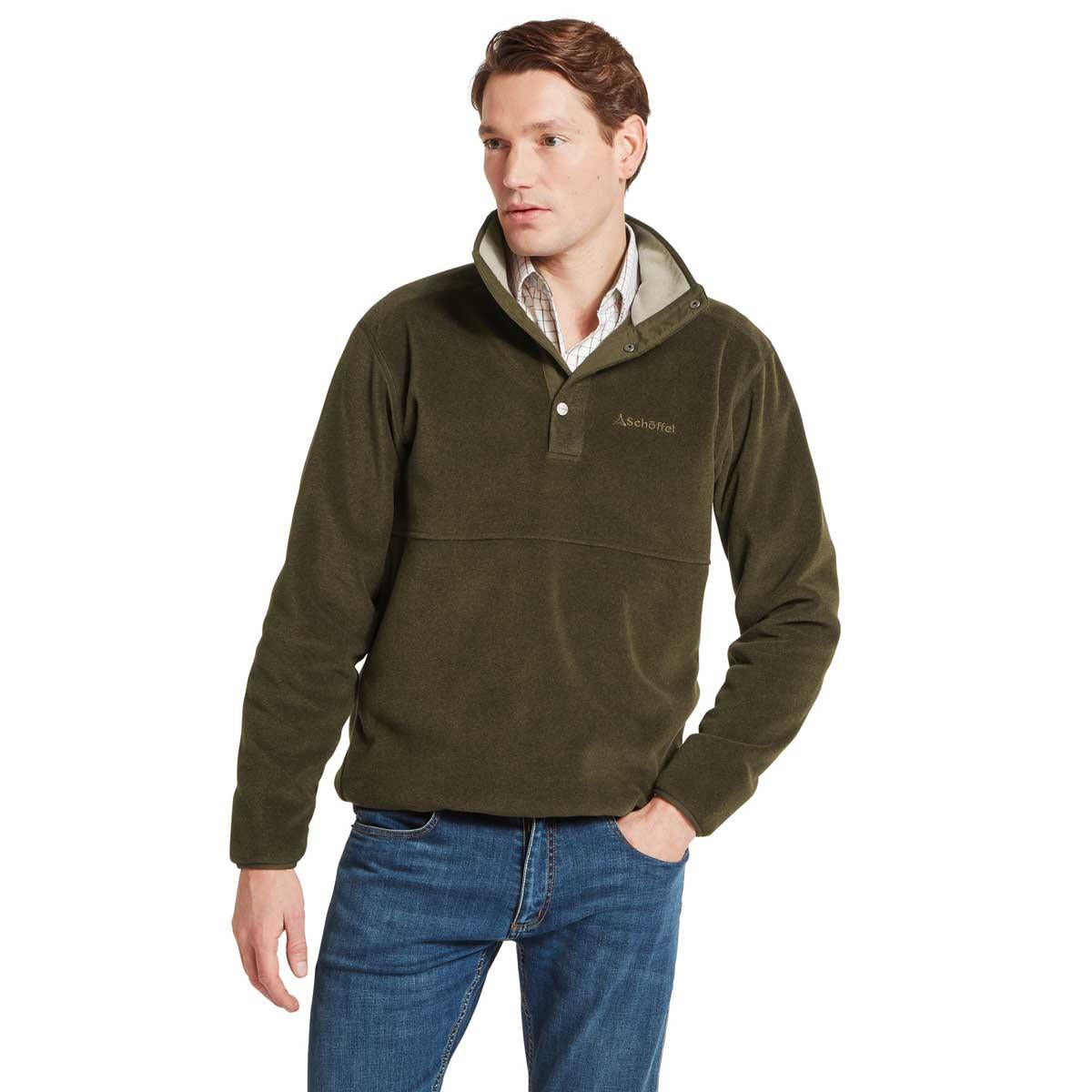 Dark Olive Schoffel Mens Norton Fleece On Model