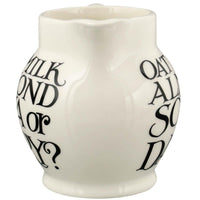 Emma Bridgewater Black Toast Soya or Dairy Half Pint Jug FRONT