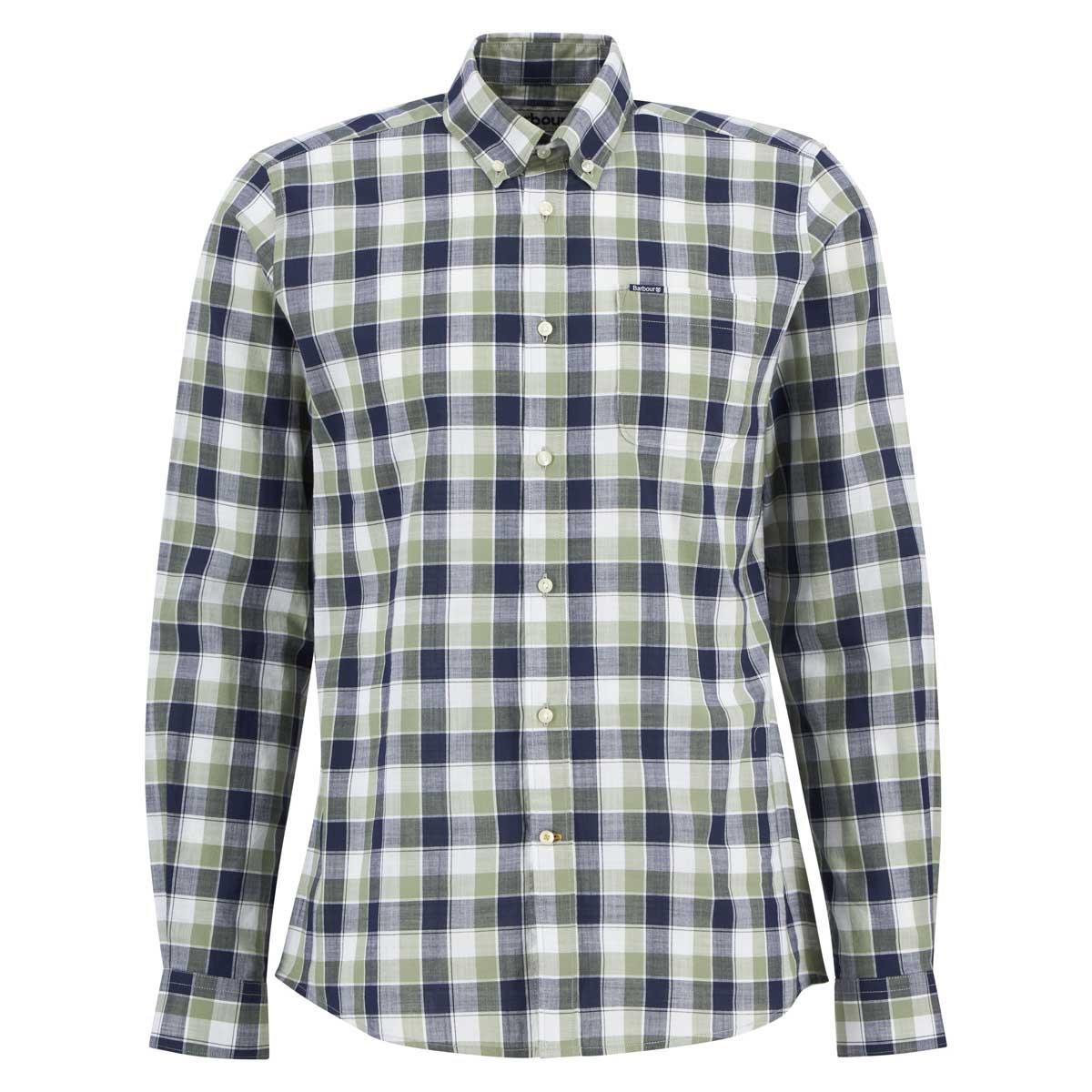 Olive Barbour Mens Harwood Gingham Tailored Shirt