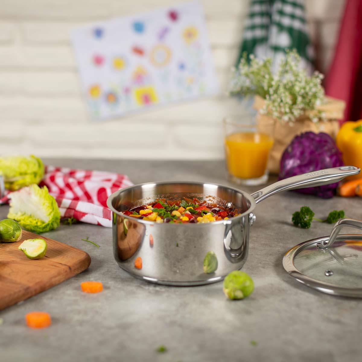 Kuhn Rikon Allround Saucepan With Lid Lifestyle With Lid Off