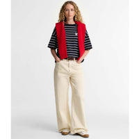 Dark Navy/Cloud Barbour Womens Ambleside Striped Top On Model