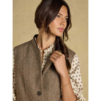 Joules Womens Nehru Collar Tweed Gilet